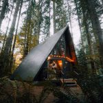 Airbnb - brown wooden house in the woods
