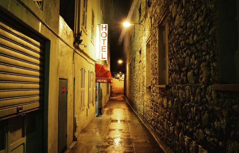 Nightlife Hotel - narrow road between buildings