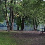 Picnic Spot - a picnic table in a park next to a lake