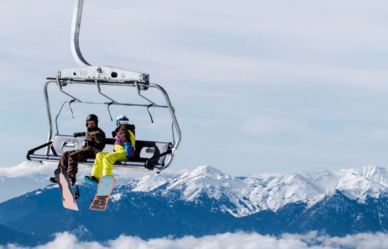Ski Lift - two person riding cable car